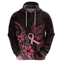 Polynesian Hoodie Breast Cancer RIbbon Butterfly Mix Plumeria Curves Pink - Wonder Print Shop