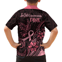 Polynesian Kid Hawaiian Shirt Breast Cancer RIbbon Butterfly Mix Plumeria Curves Pink - Wonder Print Shop