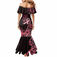 Polynesian Mermaid Dress Breast Cancer RIbbon Butterfly Mix Plumeria Curves Pink - Wonder Print Shop