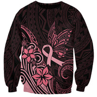 Polynesian Sweatshirt Breast Cancer RIbbon Butterfly Mix Plumeria Curves Pink - Wonder Print Shop