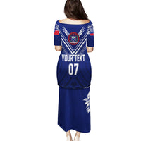 Personalised Samoa Rugby Family Matching Puletasi Dress and Hawaiian Shirt World Cup 2023 Siamupini Siva Tau - Wonder Print Shop