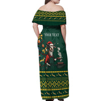 Personalised South Africa Christmas Family Matching Off Shoulder Maxi Dress and Hawaiian Shirt Bokke Merry Braai-mas LT7 - Wonder Print Shop