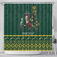 Personalised South Africa Christmas Shower Curtain Bokke Merry Braai-mas