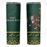 Personalised South Africa Christmas Skinny Tumbler Bokke Merry Braai-mas - Wonder Print Shop