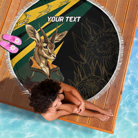 South Africa Personalised Beach Blanket Springbok Mascot Dynamic LT7 - Wonder Print Shop