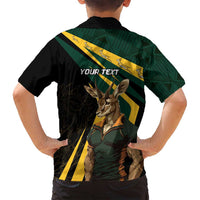 South Africa Personalised Family Matching Off Shoulder Short Dress and Hawaiian Shirt Springbok Mascot Dynamic LT7 - Wonder Print Shop