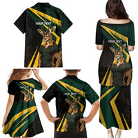 South Africa Personalised Family Matching Puletasi and Hawaiian Shirt Springbok Mascot Dynamic - Wonder Print Shop