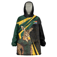 South Africa Personalised Wearable Blanket Hoodie Springbok Mascot Dynamic - Wonder Print Shop