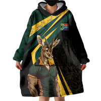 South Africa Personalised Wearable Blanket Hoodie Springbok Mascot Dynamic - Wonder Print Shop