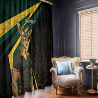 South Africa Personalised Window Curtain Springbok Mascot Dynamic - Wonder Print Shop