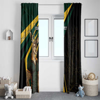 South Africa Personalised Window Curtain Springbok Mascot Dynamic - Wonder Print Shop