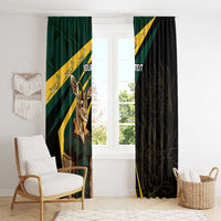 South Africa Personalised Window Curtain Springbok Mascot Dynamic - Wonder Print Shop