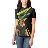 South Africa Personalised Women Polo Shirt Springbok Mascot Dynamic - Wonder Print Shop