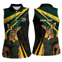South Africa Personalised Women Sleeveless Polo Shirt Springbok Mascot Dynamic - Wonder Print Shop