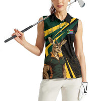South Africa Personalised Women Sleeveless Polo Shirt Springbok Mascot Dynamic - Wonder Print Shop