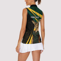 South Africa Personalised Women Sleeveless Polo Shirt Springbok Mascot Dynamic - Wonder Print Shop