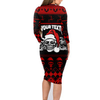 Custom Christmas Family Matching Long Sleeve Bodycon Dress and Hawaiian Shirt Gothic Skull Creepmas LT7 - Wonder Print Shop