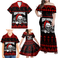 Custom Christmas Family Matching Off Shoulder Maxi Dress and Hawaiian Shirt Gothic Skull Creepmas LT7 - Wonder Print Shop