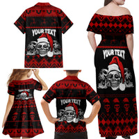 Custom Christmas Family Matching Off Shoulder Maxi Dress and Hawaiian Shirt Gothic Skull Creepmas LT7 - Wonder Print Shop