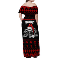 Custom Christmas Family Matching Off Shoulder Maxi Dress and Hawaiian Shirt Gothic Skull Creepmas LT7 - Wonder Print Shop