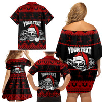 Custom Christmas Family Matching Off Shoulder Short Dress and Hawaiian Shirt Gothic Skull Creepmas LT7 - Wonder Print Shop