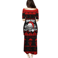 Custom Christmas Family Matching Puletasi Dress and Hawaiian Shirt Gothic Skull Creepmas - Wonder Print Shop