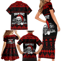 Custom Christmas Family Matching Short Sleeve Bodycon Dress and Hawaiian Shirt Gothic Skull Creepmas - Wonder Print Shop
