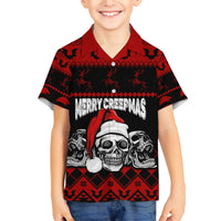 Custom Christmas Family Matching Short Sleeve Bodycon Dress and Hawaiian Shirt Gothic Skull Creepmas - Wonder Print Shop