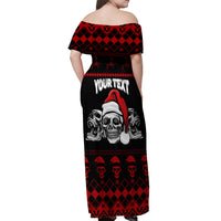 Custom Christmas Off Shoulder Maxi Dress Gothic Skull Creepmas - Wonder Print Shop