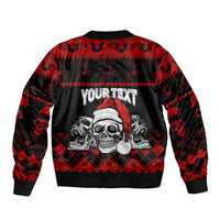 Custom Christmas Sleeve Zip Bomber Jacket Gothic Skull Creepmas - Wonder Print Shop