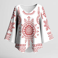 Croatia Sicanje Tattoo Kolo Inspired Kimono Sleeve Blouse - Wonder Print Shop