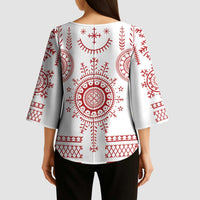 Croatia Sicanje Tattoo Kolo Inspired Kimono Sleeve Blouse - Wonder Print Shop