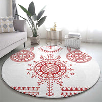 Croatia Sicanje Tattoo Kolo Inspired Round Carpet - Wonder Print Shop