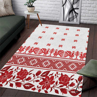 Antique Croatia Folk Embroidery Inspired Pattern Area Rug Roses and Peacocks - Wonder Print Shop