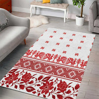 Antique Croatia Folk Embroidery Inspired Pattern Area Rug Roses and Peacocks - Wonder Print Shop