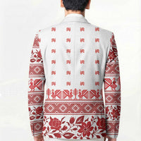 Antique Croatia Folk Embroidery Inspired Pattern Blazer Roses and Peacocks - Wonder Print Shop