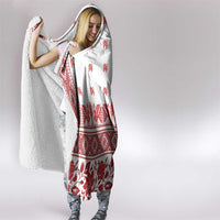 Antique Croatia Folk Embroidery Inspired Pattern Hooded Blanket Roses and Peacocks - Wonder Print Shop