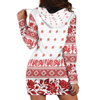 Antique Croatia Folk Embroidery Inspired Pattern Hoodie Dress Roses and Peacocks - Wonder Print Shop