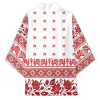 Antique Croatia Folk Embroidery Inspired Pattern Kimono Roses and Peacocks - Wonder Print Shop