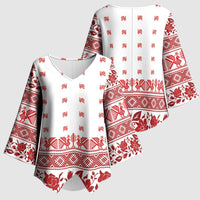 Antique Croatia Folk Embroidery Inspired Pattern Kimono Sleeve Blouse Roses and Peacocks - Wonder Print Shop