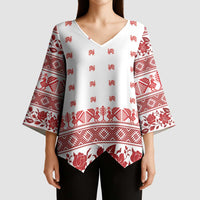 Antique Croatia Folk Embroidery Inspired Pattern Kimono Sleeve Blouse Roses and Peacocks - Wonder Print Shop