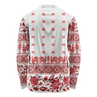 Antique Croatia Folk Embroidery Inspired Pattern Long Sleeve Shirt Roses and Peacocks - Wonder Print Shop