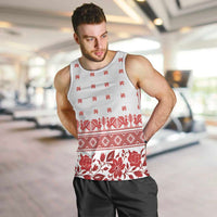 Antique Croatia Folk Embroidery Inspired Pattern Men Tank Top Roses and Peacocks - Wonder Print Shop