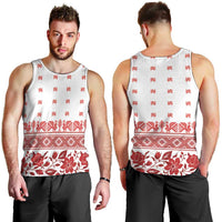 Antique Croatia Folk Embroidery Inspired Pattern Men Tank Top Roses and Peacocks - Wonder Print Shop