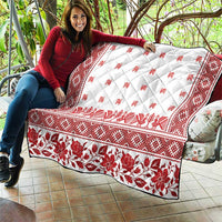 Antique Croatia Folk Embroidery Inspired Pattern Quilt Roses and Peacocks - Wonder Print Shop