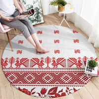 Antique Croatia Folk Embroidery Inspired Pattern Round Carpet Roses and Peacocks - Wonder Print Shop