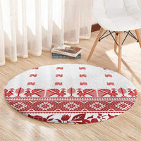 Antique Croatia Folk Embroidery Inspired Pattern Round Carpet Roses and Peacocks - Wonder Print Shop