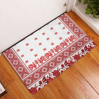 Antique Croatia Folk Embroidery Inspired Pattern Rubber Doormat Roses and Peacocks - Wonder Print Shop