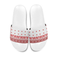 Antique Croatia Folk Embroidery Inspired Pattern Slide Sandals Roses and Peacocks - Wonder Print Shop