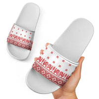 Antique Croatia Folk Embroidery Inspired Pattern Slide Sandals Roses and Peacocks - Wonder Print Shop